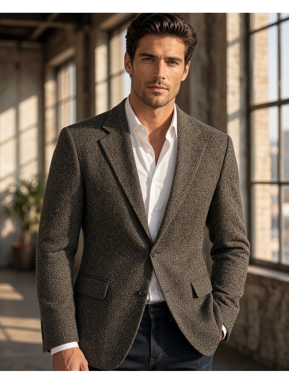 Tweed jacket wool 44R